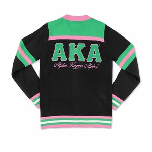 อัลฟ่า |   คาปา |   เสื้อคาร์ดิแกนปักเลื่อม Alpha AKA Sorority- สำหรับผู้หญิง- สีชมพู/เขียว เสื้อแจ็คเก็ตแฟชั่นผู้หญิง ดีไซน์ปักลาย เสื้อสเวตเตอร์ลำลอง - Product Image 4