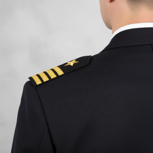 Épaulettes personnalisées OEM Captain 4 à rayures dorées, étoiles et insignes de grade, brodées au fil de soie, à enfiler, pour uniformes - Product Image 2