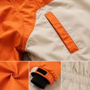 DANISH IMPEX Combinaison de neige unisexe orange et beige à blocs de couleur, imperméable, longue, avec capuche, poches latérales, style sportif - Product Image 6