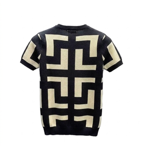 Camisetas de Hombre de Punto con Cuello Redondo, Ajustadas, Casuales, de Spandex/Algodón, con Patrón Geométrico, Transpirables y Ecológicas - Product Image 6