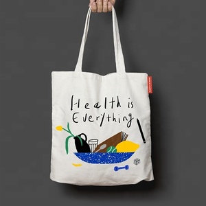 Customizable Canvas Cotton Tote <b>Bags</b> Fashionable <b>Reusable</b> Beach <b>Bags</b> Screen Rope Handle PP Material Letter Logo Imprinted - Product Image 3