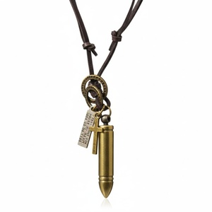 Titanium Steel Gold Number Pendant Necklace with Adjustable Leather Cord for Men & Boys - Product Image 3