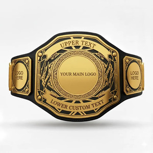 Ceinture de championnat de lutte personnalisée en cuir noir avec plaque dorée, logo personnalisé, ceinture de titre, ceinture de championnat personnalisée, personnalisable - Product Image 1