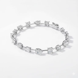 Bijoux de mode, bracelet tennis en diamants de laboratoire de formes variées, diamants fantaisie, en or pur 14 carats, chaîne de bracelet et bracelet à maillons - Product Image 1