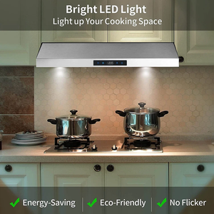 Hotte de cuisine encastrée 30 pouces 600 CFM à 3 vitesses avec commande tactile et éclairage LED - Product Image 4