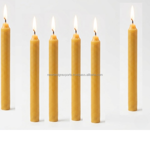 Premium Yellow Beeswax Dinner Candles – Eco-Friendly Dripless Taper Set for Events - Product Image 1