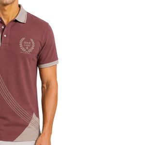 Camiseta Polo Personalizada para Hombre en Rosa Empolvado y Beige, Manga Corta, Informal, para Golf, OEM, Marca Privada, Transpirable, Uniforme, Venta al Por Mayor - Product Image 4