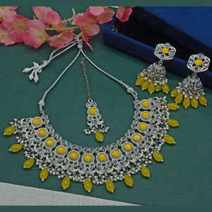 Ensemble de bijoux fins plaqué argent avec pierre de cristal et perles 10581245YE Collier - Product Image 1