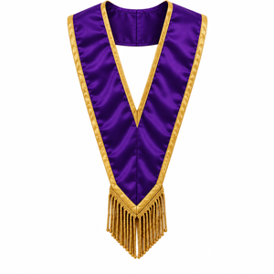 Écharpe Maçonnique Personnalisée de l'Arche Royale en Satin Blanc, Régalia Cérémonielle avec Bordure Dorée Brodé et Franges, Écharpe de Présentation pour Loge - Product Image 6
