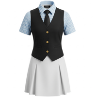 Ensembles d'uniformes scolaires pour filles, sur mesure, de haute qualité, professionnels, avec chemise à manches courtes, veste, jupe, confortables