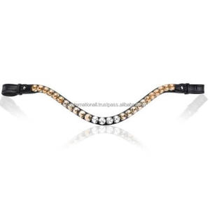 Bande de front de cheval en cuir rembourré de canal vide dans des tailles personnalisées formes et couleurs cristaux strass bande de front de cheval décoctive - Product Image 5