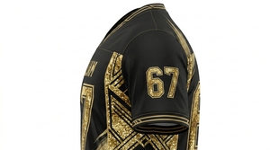 Maillots de football américain personnalisés imprimés par sublimation - Ensembles en gros à manches courtes, protection UV, 100 % polyester - Product Image 2