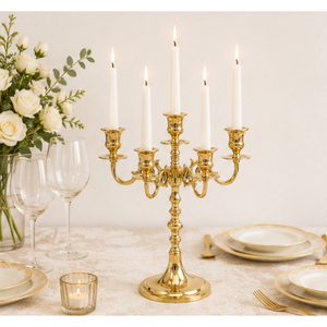 5 Arm Candelabra Antique Metal Candlestick Holder Metal Candle <b>Stand</b> for Wedding Table Centerpiece Hotel Home Christmas Decor - Product Image 4