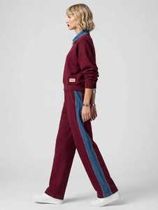 ONETEN APPARELS Conjunto Deportivo Color Block para Mujer, Sudadera con Cuello de Mezclilla y Parches, Pantalones Largos Casuales - Product Image 1
