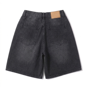 Shorts de Mezclilla de Cintura Alta, Lavado Oscuro, Corte Recto, Casuales de Verano para Hombre, con Bolsillos, Tela de Algodón Tejido, 2026 - Product Image 4