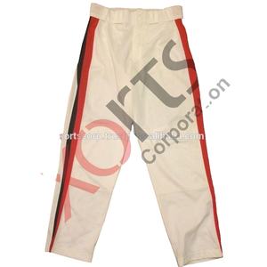 Pantalon de baseball blanc avec logo d'équipe personnalisé imprimé par transfert thermique, panneaux latéraux rouge/noir, 100% polyester respirant et à séchage rapide - Product Image 1