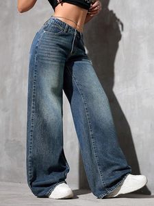 Jean pour femme 100% coton denim coupe large bleu foncé avec ceinture boutonnée longueur intégrale décontracté écologique style premium Abdul Royal World - Product Image 3
