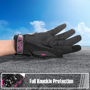 Guantes de motociclismo rosas para mujer, transpirables, con protección en los nudillos, equipo de carreras de motocicletas - Product Image 5