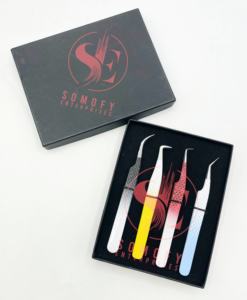 Latest Custom Colors Non-Slip Stainless Steel Volume Lash <b>Tweezers</b> with New Fiber Tip for Eyelash Extension - Product Image 1