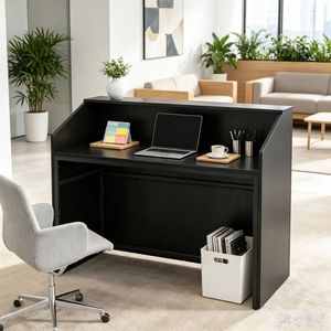 Scrivania di Ricezione Moderna e Lussuosa con Piedi Regolabili e Pannello Pieghevole, Arredo per Ufficio, Palestra, Hotel, Centro Commerciale, Scuola e Casse - Product Image 5