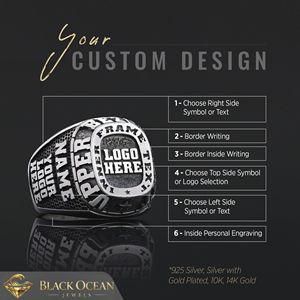 Anillo de Graduación Universitario BOJ MCollege 006 Personalizado en Plata con Diamantes, Unisex, Certificado por GIA, Micro, Bajo Precio - Product Image 5