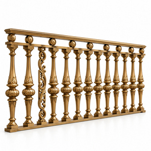 Rampe d'escalier en métal doré avec motifs de pièces de monnaie et meneaux sculptés pour escaliers classiques grandioses - Product Image 4