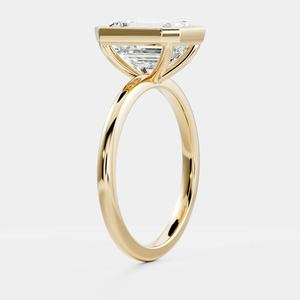 แหวนหมั้นเพชรเม็ดเดี่ยวทรงเหลี่ยมมรกต VVS เพชรเลี้ยงในห้องปฏิบัติการ ทองคำบริสุทธิ์ 14K รับรองโดย IGI พร้อมขอบฝังแบบ Bezel หลากสีสัน หรูหรา - Product Image 5