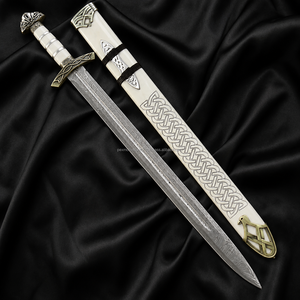 Espada Vikinga de Damasco con Funda, Espada Medieval Hecha a Mano, Espada Nórdica, Regalo para Él - Product Image 6