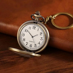 Porte-clés montre de poche vintage en métal avec ancre, pendentif rond en métal au design nautique avec chaîne pour cadeaux souvenirs - Product Image 2