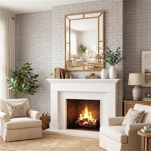 Specchio da Parete Decorativo 91x61 cm ad Alta Definizione Senza Distorsioni con Cornice in Metallo Dorato - Product Image 6