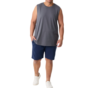 Camiseta sin Mangas Holgada para Hombre, Talla Grande, Color Sólido, Cuello Redondo, Tejido de Poliéster/Algodón, Transpirable, Ropa de Gimnasio, Chaleco Informal, Color Personalizado - Product Image 1