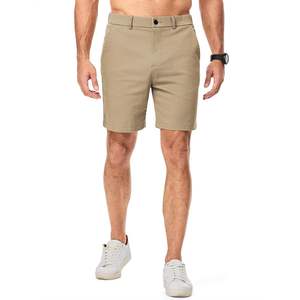 2025 Short décontracté en sergé de coton pour hommes avec taille élastique Bermudashort Short de golf teint uni tissé et tricoté - Product Image 1