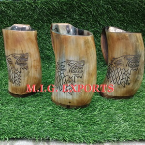 Auténtica Jarra Vikinga Hecha a Mano de Cuerno de Vaca, Ecológica, Estilo Medieval, para Cerveza, Cerveza Artesanal y Jengibre, Ideal para Decoración del Hogar y Regalos - Product Image 4
