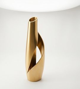 Vase en métal doré spirale creuse haut de gamme, surface sculptée élégante, support à fleurs pour centres de table de mariage, approvisionnement - Product Image 4