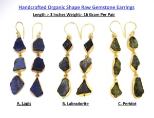 Pendientes de Aro Geométricos con Incrustaciones de Piedras Naturales, Chapados en Oro de 18k, Estilo Bohemio para Mujer, Uso Diario, Regalo, Fiesta - Product Image 2