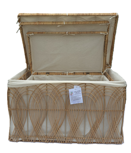 Natural rattan barrel <b>with</b> fabric-lined <b>lid</b> - Product Image 2