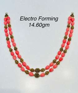 Collar de cuentas de coral de dos capas con acabado antiguo, espaciadores de diseño, joyería étnica tradicional ligera - Product Image 2