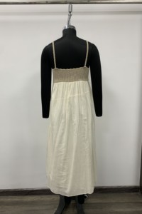 Spaghetti Strap Knitted Maxi <b>Dress</b> A-Line <b>Loose</b> Fit Pleated Hem Casual Solid Color Full Sleeve Breathable Cotton <b>Dress</b> - Product Image 2