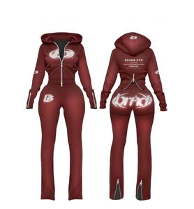 Conjunto de Sudadera con Capucha y Pantalones Deportivos de Alta Calidad 2026 para Mujer, Ropa de Diseñador Personalizada, Conjunto de Dos Piezas con Cremallera - Product Image 1