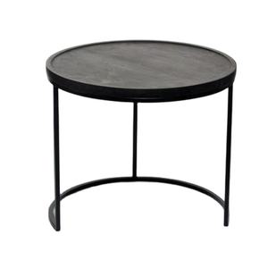 โต๊ะกาแฟเหล็กดัดทรงกลม โต๊ะกาแฟเหล็กโบราณพร้อมท็อปหินอ่อน โต๊ะกลางตกแต่ง - Product Image 1