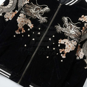 Chaqueta Sukajan de Invierno de Alta Calidad con Cuello Alto de Satén y Logotipo Bordado Personalizado en la Parte Delantera, Prenda Exterior Informal y Elegante - Product Image 6