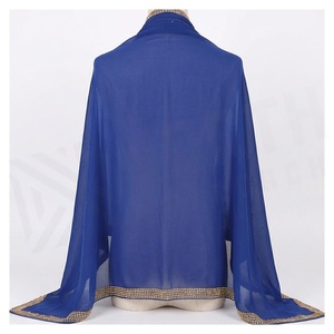 NORTH APPROACH Women's Blue Chiffon Scarf Embroidered Elegant Multi-Functional Fashion Accessory All Seasons - Product Image 2