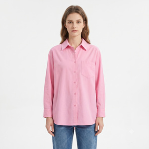 Camisa de mujer personalizada con espalda abierta y botones, camisa de algodón extragrande para mujer, blusa con detalle de espalda abierta, manga larga, cuello vuelto. - Product Image 5