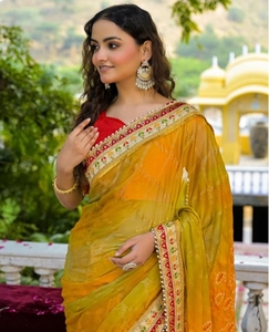 Sari en Chiffon Rayon Brodé Imprimé Traditionnel KV pour les Occasions Festives - Product Image 1