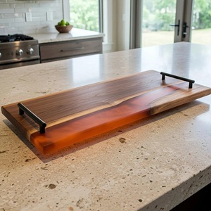 Planche à découper en résine et bois, plateau de préparation et de service alimentaire pour cuisine, maison moderne et comptoir de restaurant - Product Image 6