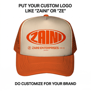 Gorra Trucker Premium de 5 Paneles, 220 GSM, 100% Algodón, Blanca y Naranja, con Malla Trasera, Logotipo Personalizado por Transferencia Térmica, para Playa y Aire Libre - Product Image 1