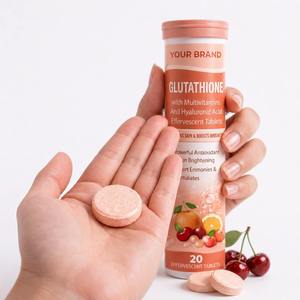 Comprimés effervescents de glutathion, collagène, acide hyaluronique, multivitamines, pour une peau éclatante et une immunité renforcée, saveur orange, tube - Product Image 4