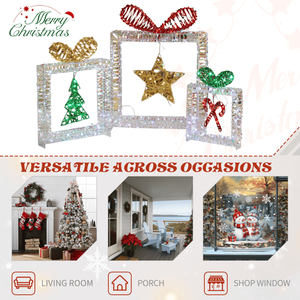 Set di 3 Scatole Regalo Iridescenti Intagliate e Illuminate con 357 Luci LED Bianche Pre-Installate per Decorazioni Natalizie - Product Image 2