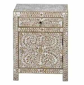 Aparador de Alta Calidad con Incrustaciones de Hueso Negro, 2 Puertas y Estantes Grandes, Buffet con Incrustaciones de Hueso, Mueble con Incrustaciones de Hueso, Mesa Consola - Product Image 2