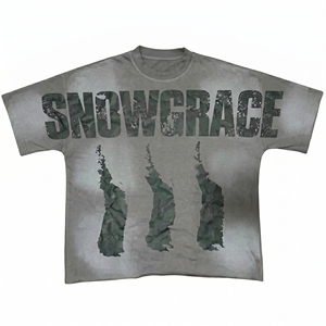 เสื้อยืดพิมพ์ลาย Snowgrace สำหรับผู้ชาย แขนสั้น คอกลม ทรงปกติ สไตล์ลำลอง ลายพราง พิมพ์ลายโลโก้ด้านหน้าด้วยเทคนิค Sublimation Transfer - Product Image 1